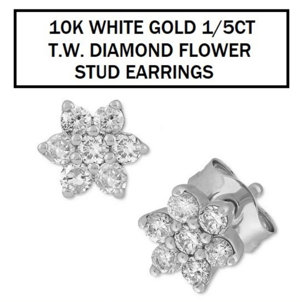 10k WHITE GOLD 1/5 CT EARRINGS